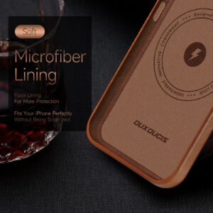 DUX DUCIS Naples Leather Back Case Cover for Apple iPhone 14 Pro Max - Brown