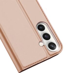 DUX DUCIS Skin Pro Faux Leather Wallet Flip Case for Samsung Galaxy S25 FE - Rose Gold