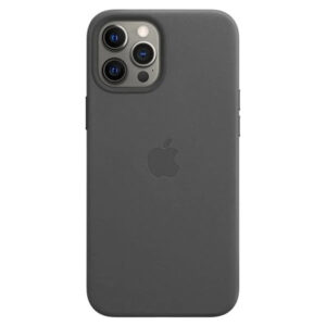 Official Apple Leather Magsafe Rear Case Cover for iPhone 12 Pro Max - Black