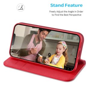 DUX DUCIS Real Leather Flip RFID Wallet Case for Apple iPhone 16e - Red