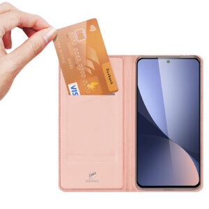 DUX DUCIS Skin Pro Faux Leather Wallet Flip Case for Xiaomi 12 / 12X / 12S - Rose Gold
