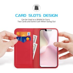 DUX DUCIS Real Leather Flip RFID Wallet Case for Apple iPhone 16e - Red