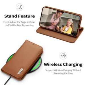 DUX DUCIS Real Leather Flip RFID Wallet Case for Samsung Galaxy S25 - Brown