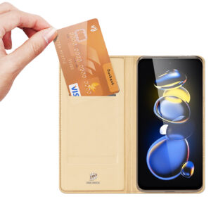 DUX DUCIS Skin Pro Faux Leather Wallet Flip Case for Xiaomi Poco X4 GT - Gold