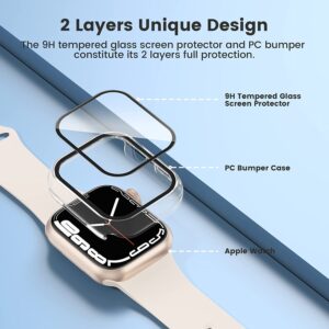 2 X Tough Protective Case Cover for Apple Watch 41mm Series 7 - Black