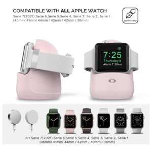 Ahastyle iWatch Charger Stand Silicone Dock Holder for Apple Watch - Pink