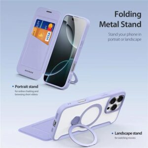 DUX DUCIS Skin X Pro MagSafe Standing Flip Wallet Case for Apple iPhone 16 Pro - Purple