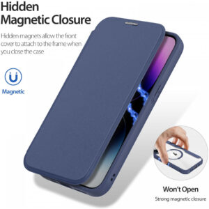 DUX DUCIS Skin X Pro MagSafe Flip Wallet Case for Apple iPhone 15 Pro Max - Blue