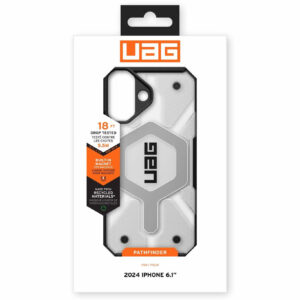 Urban Armor Gear (UAG) Pathfinder MagSafe Tough Case Cover for Apple iPhone 16 - Clear/ Black