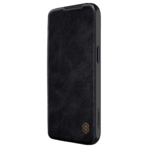 Nillkin Qin Pro Faux Leather Camera Lens Protector Case for Apple iPhone 15 Plus - Black