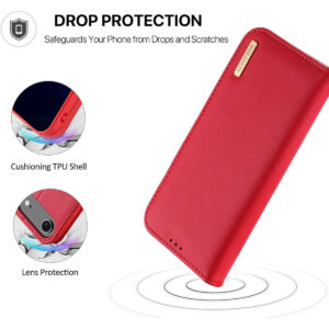 DUX DUCIS Genuine Real Leather Flip RFID Wallet Case for Apple iPhone 17 Air - Red