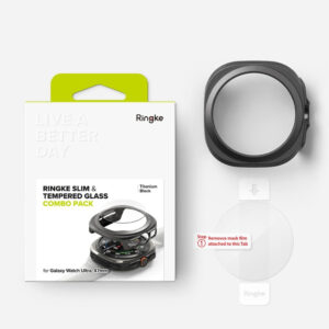 Ringke Slim Case & Tempered Glass Protector Bundle for Galaxy Watch Ultra 47mm - Black