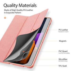 DUX DUCIS Premium Smart Case Cover w Pencil Holder for Samsung Galaxy Tab S7, Pink