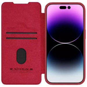 Nillkin Qin Pro Faux Leather Camera Lens Protector Case for Apple iPhone 15 Pro - Red