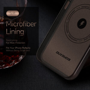 DUX DUCIS Naples Leather Back Case Cover for Apple iPhone 14 Pro - Coffee