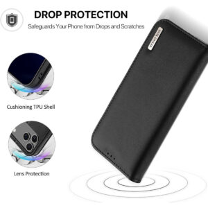 DUX DUCIS Genuine Real Leather Flip RFID Wallet Case for Apple iPhone 17 Pro Max - Black