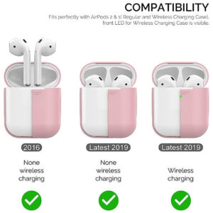 Silicone Protective Case Cover for Apple Airpods 1 & 2 - Pink