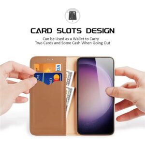 DUX DUCIS Real Leather Flip RFID Wallet Case for Samsung Galaxy S24 - Brown