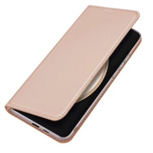 DUX DUCIS Skin Pro Faux Leather Wallet Flip Case for Samsung Galaxy S25 FE - Rose Gold