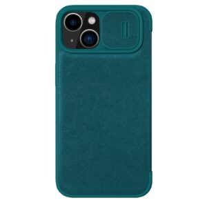 Nillkin Qin Pro Vegan Leather Lens Protector Case for iPhone 14 Plus - Exuberant Green