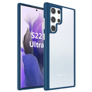 Armoured™ Shield Tough Case for Samsung Galaxy S22 Ultra 5G - Blue (grey buttons)