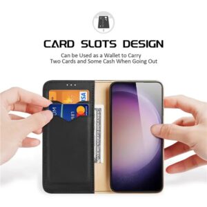 DUX DUCIS Real Leather Flip RFID Wallet Case for Samsung Galaxy S24+ (Plus) - Black