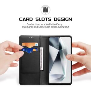 DUX DUCIS Real Leather Flip RFID Wallet Case for Samsung Galaxy S25 Ultra - Black
