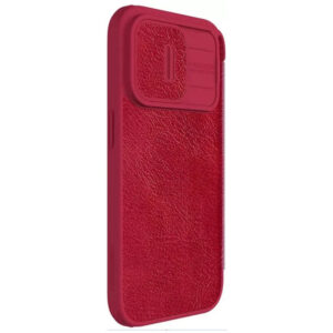 Nillkin Qin Pro Faux Leather Camera Lens Protector Case for Apple iPhone 15 Pro - Red
