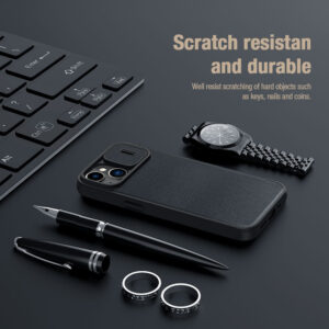 Nillkin Qin Pro Vegan Leather Lens Protector Case for iPhone 14 Plus - Classic Black