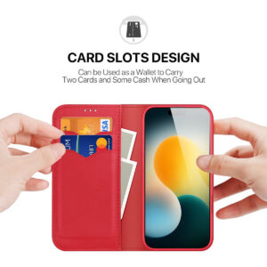 DUX DUCIS Genuine Real Leather Flip RFID Wallet Case for Apple iPhone 17 Air - Red