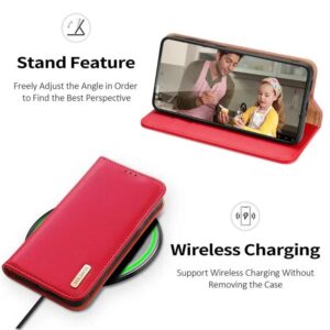 DUX DUCIS Real Leather Flip RFID Wallet Case for Samsung Galaxy S24+ (Plus) - Red