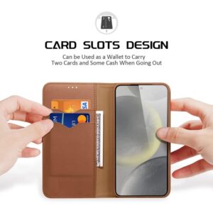 DUX DUCIS Real Leather Flip RFID Wallet Case for Samsung Galaxy S25+ (Plus) - Brown