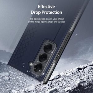 DUX DUCIS Venice Leather Patterned Case Cover for Samsung Galaxy Z Fold SE / W25 - Blue