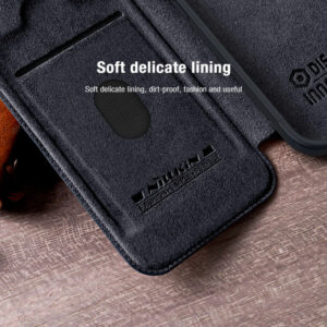 Nillkin Qin Pro Faux Leather Camera Lens Protector Case for Apple iPhone 15 Pro Max - Brown