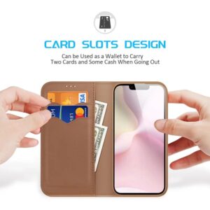 DUX DUCIS Real Leather Flip RFID Wallet Case for Apple iPhone 16e - Brown