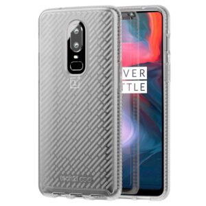Tech21 Evo Shell Slim Tough Flexi Rear Case Cover for OnePlus 6, Transparent Clear