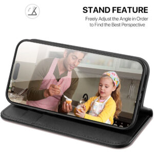 DUX DUCIS Genuine Real Leather Flip RFID Wallet Case for Apple iPhone 17 Pro - Black