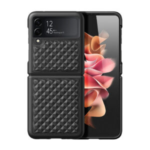 DUX DUCIS Venice Leather Patterned Case Cover for Samsung Galaxy Z Flip4 5G - Black