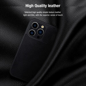 Nillkin Qin Pro Faux Leather Camera Lens Protector Case for Apple iPhone 15 Pro Max - Brown
