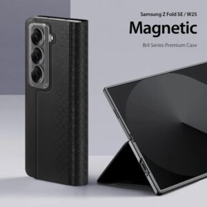 DUX DUCIS Venice Leather Patterned Case Cover for Samsung Galaxy Z Fold SE / W25 - Black