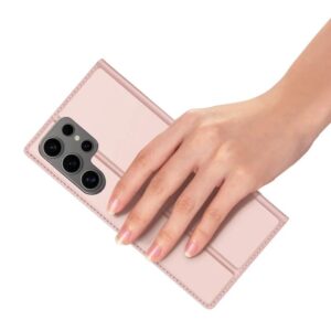 DUX DUCIS Skin Pro Faux Leather Wallet Flip Case for Samsung Galaxy S25 Ultra - Rose Gold