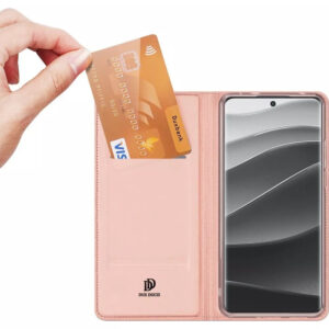 DUX DUCIS Skin Pro Faux Leather Wallet Flip Case for Xiaomi Redmi Note 14 Pro Plus 5G - Rose Gold