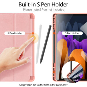 DUX DUCIS Premium Smart Case Cover w Pencil Holder for Samsung Galaxy Tab S7, Pink