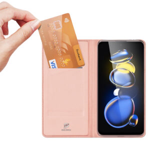 DUX DUCIS Skin Pro Faux Leather Wallet Flip Case for Xiaomi Poco X4 GT - Rose Gold