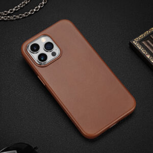 DUX DUCIS Naples Leather Back Case Cover for Apple iPhone 14 Pro - Brown