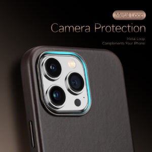 DUX DUCIS Naples Leather Back Case Cover for Apple iPhone 14 Pro - Coffee