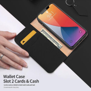DUX DUCIS Real Genuine Leather Flip Wallet Case for Apple iPhone 12/ 12 Pro - Black