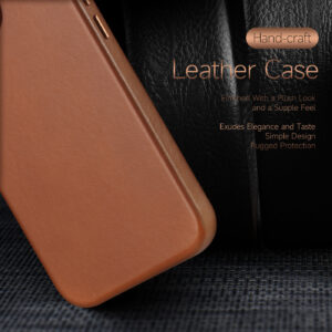 DUX DUCIS Naples Leather Back Case Cover for Apple iPhone 14 Pro - Brown
