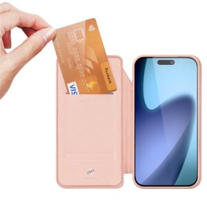 DUX DUCIS Skin Pro Faux Leather Wallet Flip Case for Apple iPhone 17 Air - Rose Gold