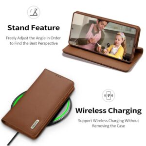 DUX DUCIS Real Leather Flip RFID Wallet Case for Samsung Galaxy S25 Ultra - Brown